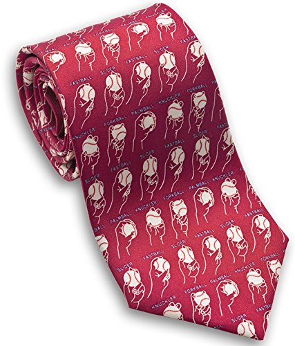 A necktie with a baseball print