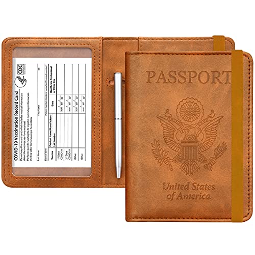 American brown leather passport holder