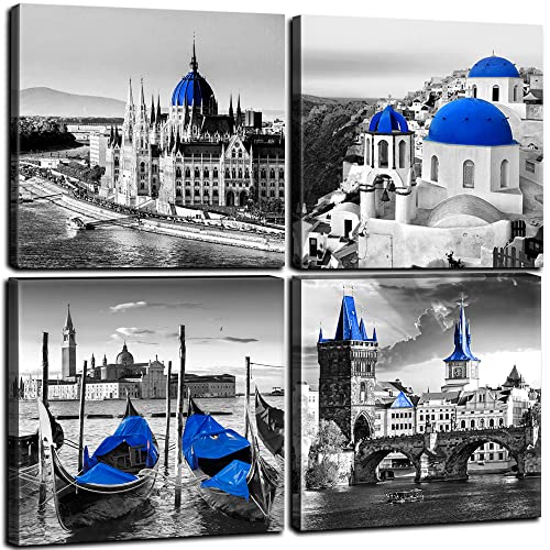 set of four posters from Santorini