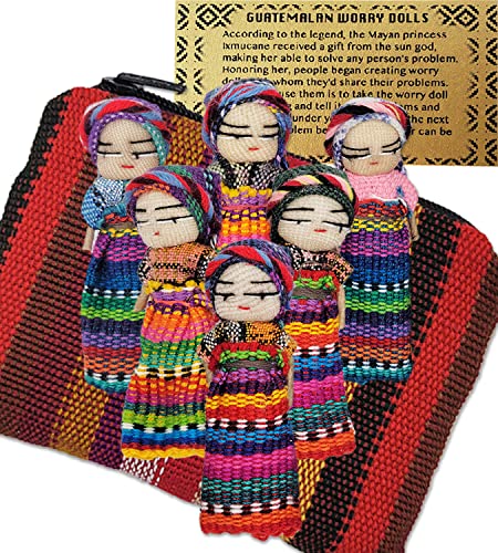 A collection of small worry dolls handmade in Guatemala