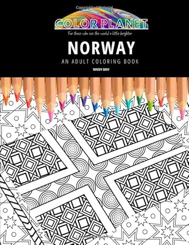 Coloring book for adults with Norwegian prints