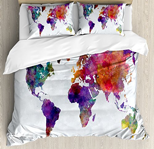 Bedsheets with the world map