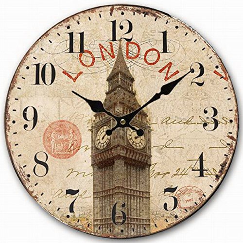 Wooden wall clock with an image of the Big Ben