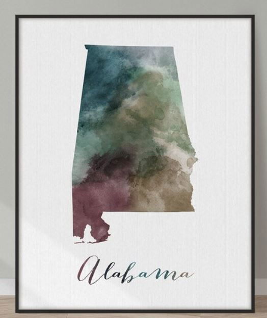 Map of Alabama poster