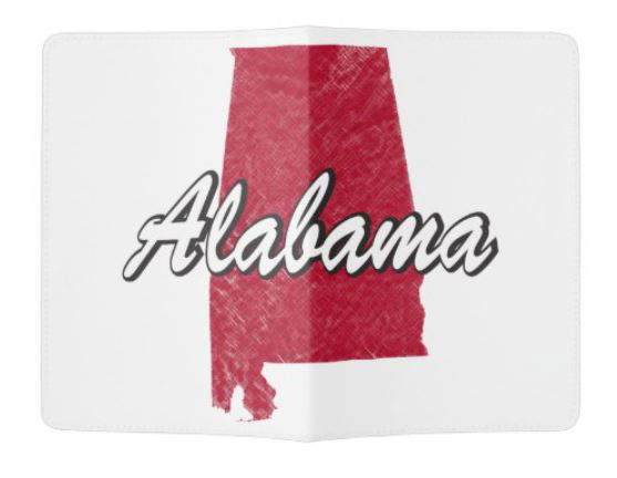 Passport cover with the map of Alabama
