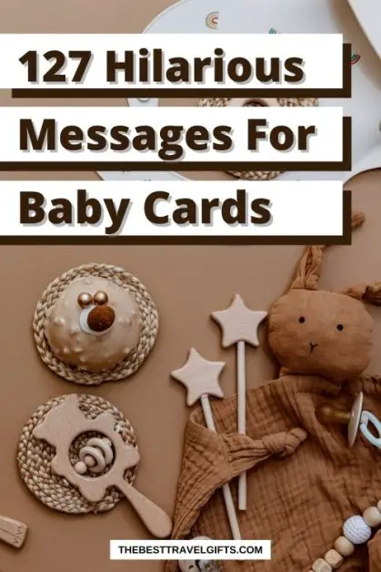127 Hilarious messages for baby cards with an image of baby items