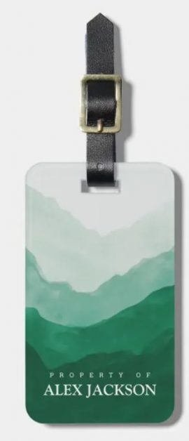 Luggage tag with mountains