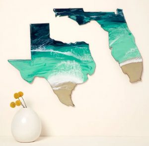 Wall art in shape of state map