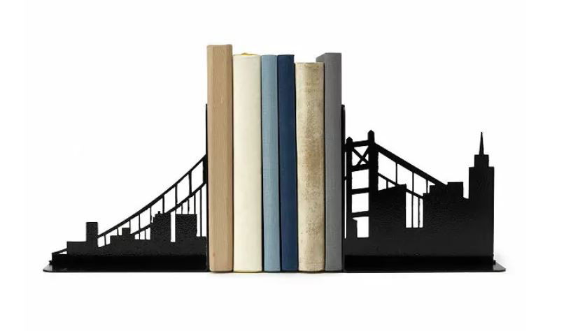 Bookends shaped like San Fransisco skyline
