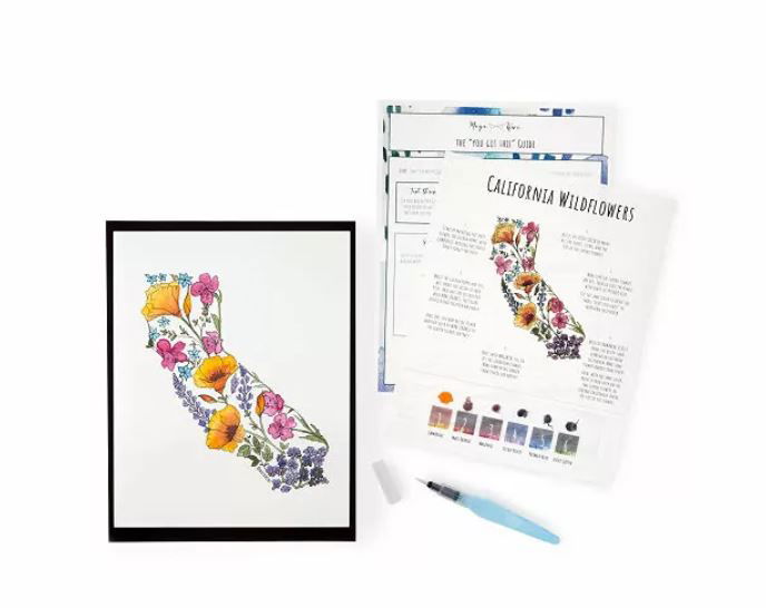 California map with poppy flower