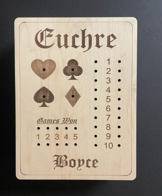 Euchre wooden scoring board