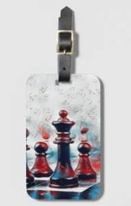 A lugagge tag with chess pieces