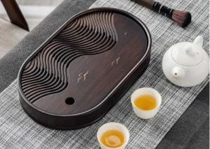A wooden tea tray