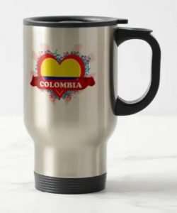 Travel mug with a heart and Colombia