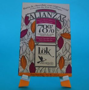 A tablet of chocolate made from cacao from Colombia