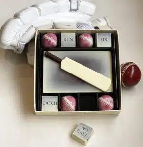 A box of chocolate in cricket theme