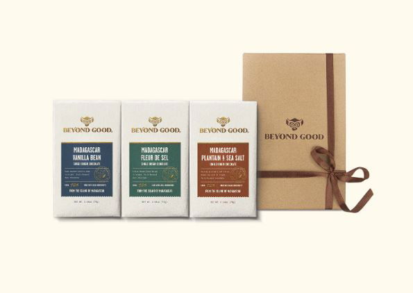 Set of three types of chocolate