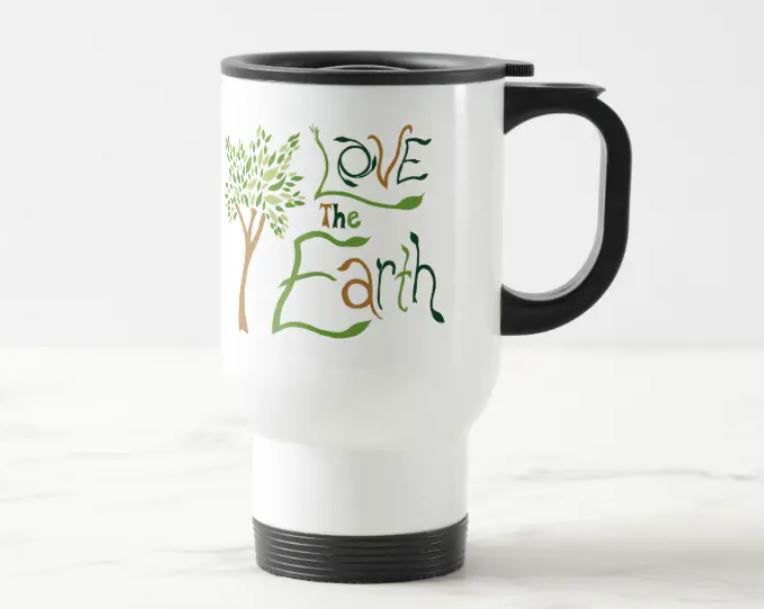 Travel mug with Love the Earth