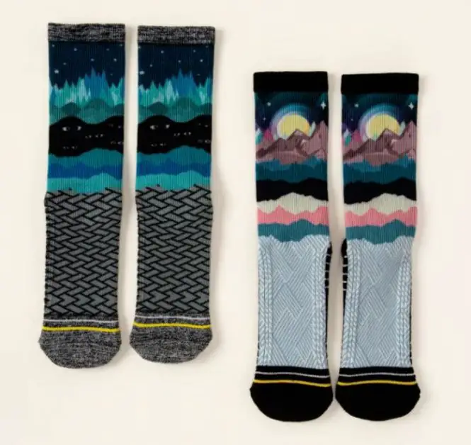 Socks with landscape prints