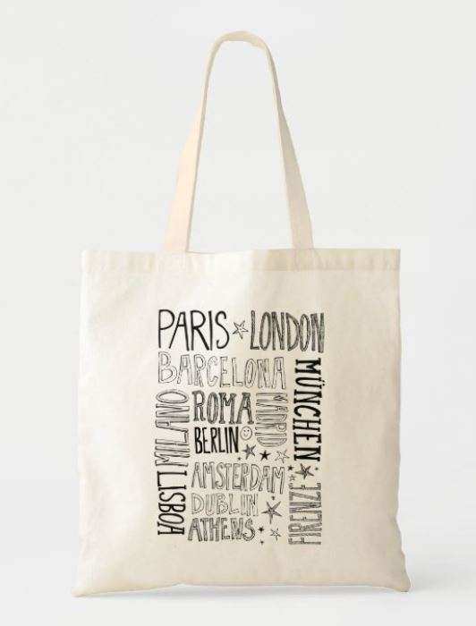 bag with European cities