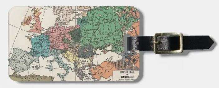 Luggage tag with map of Europe