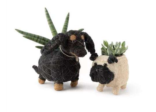 Planters in the shape of dogs