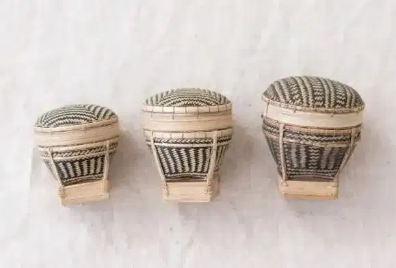 A set of three handwoven baskets from the Philippines