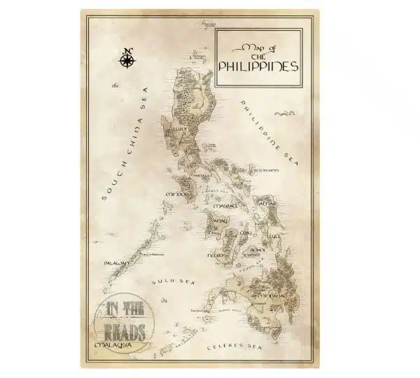 A vintage map of Philippines in the style of Lord of The Rings