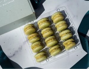 A box of French macarons