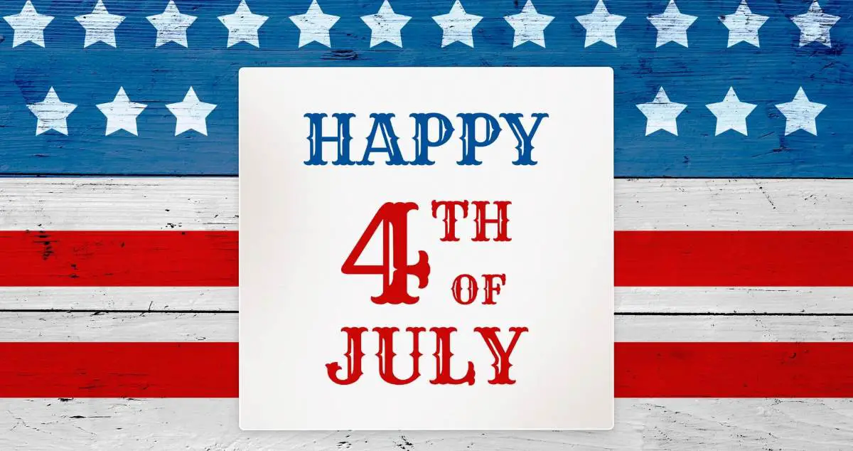 Happy 4th of July with the flag of the US in the background
