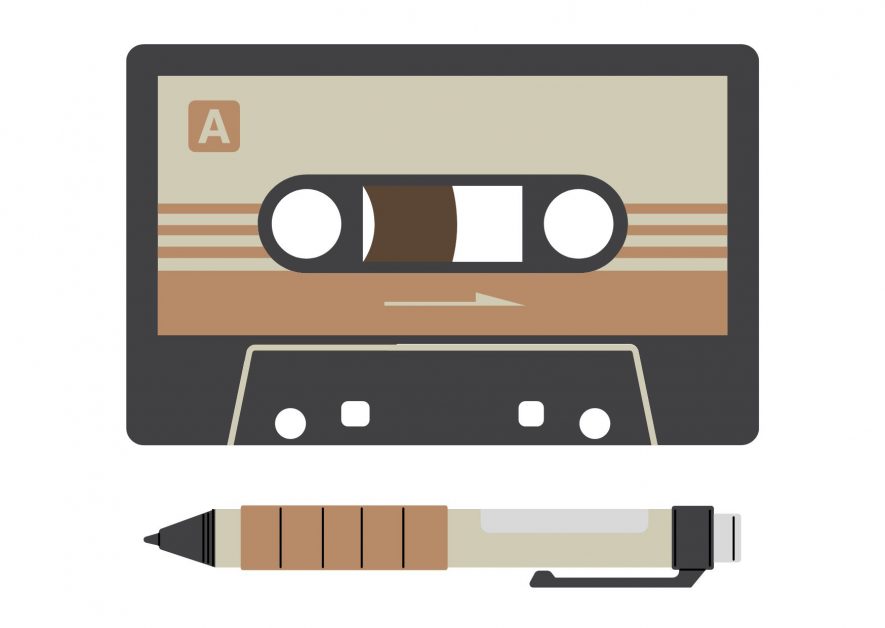 icon of a casette and a pen