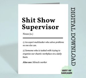 Funny farewell card for a boss with the definition of a supervisor