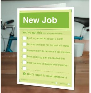 A funny good luck on your new job card checklist