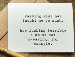 Funny cards for new parents about swearing