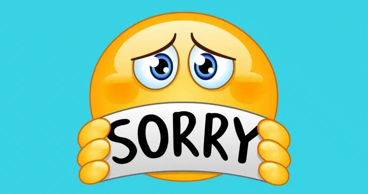 A smiley face with "sorry"