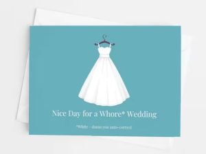Funny card with whore wedding.