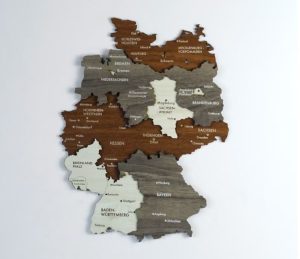 A wooden map of Germany