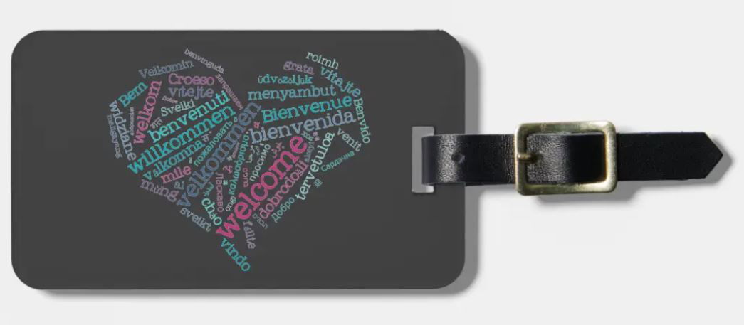 Luggage tag with heart