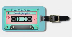 Luggage tag in the shape of a cassette