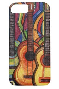 Phone case with guitars