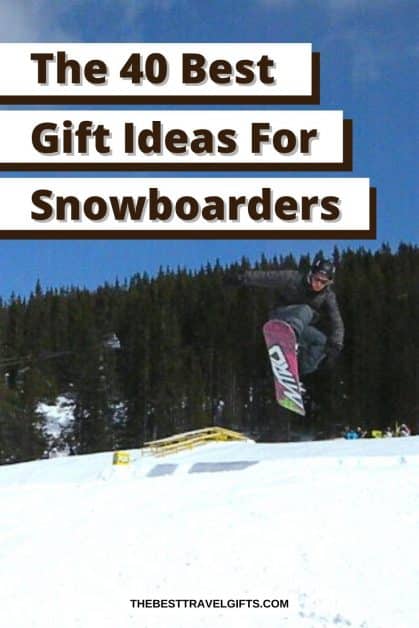 The 40 best snowboarding gifts for snowboarders with a photo of a snowboarder jumping