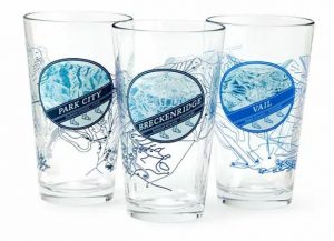 Glasses with ski resorts