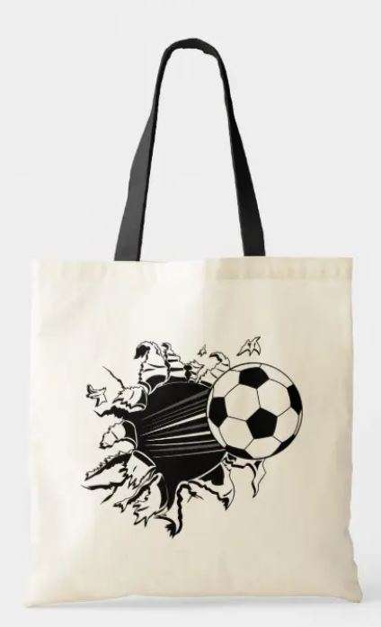 Tote bag with a soccer ball