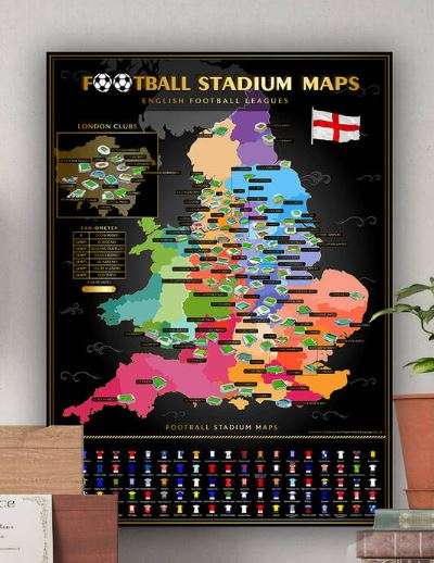 Map of Engliand with soccer stadiums