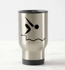 Travel mug wit pictogram of a swimmer
