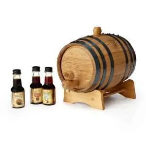 A small barrel of whiskey or rum