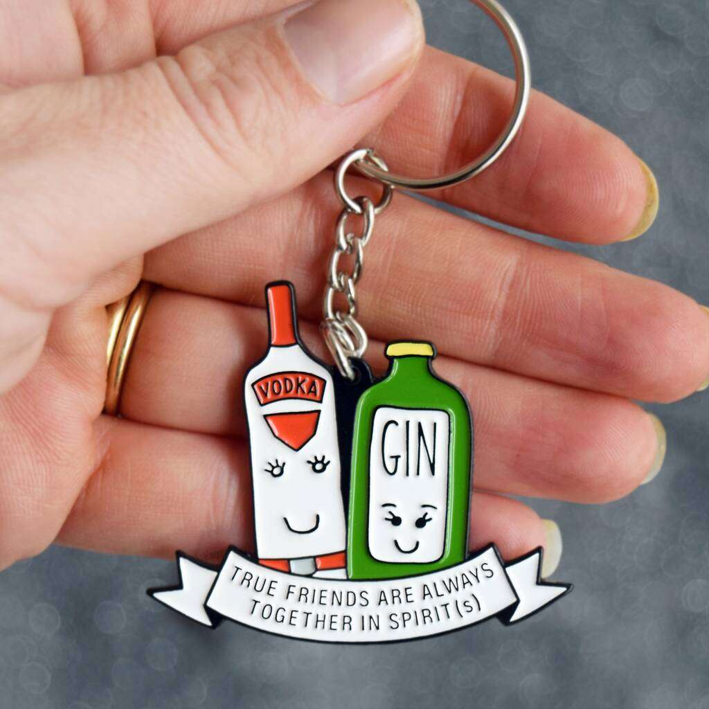 Keychain of gin and vodka