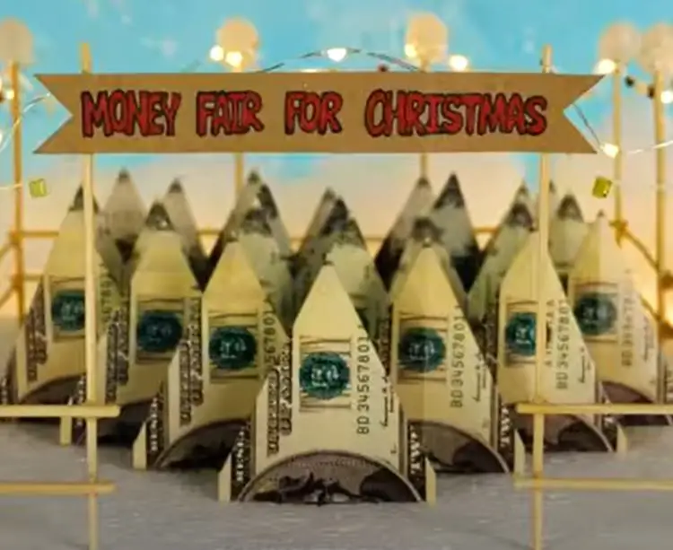 Craft Christmas tree fair made from money