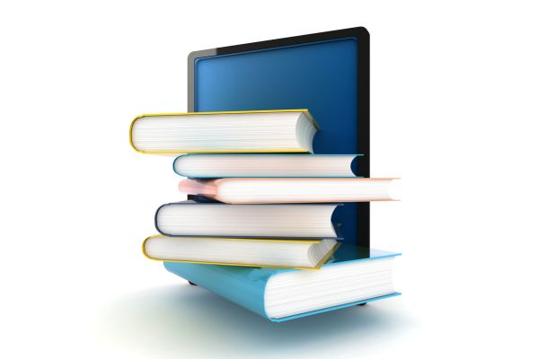 An e-reader with books