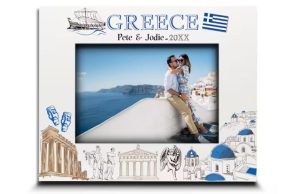 A personalized Greek-themed photo frame